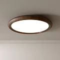 Sleek Round Ceiling Light With Wooden Frame And Bright White Illumination 3d model