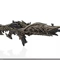 Intricate Mythical Style Decorative Gun With Stone Like Texture And Bone Inspired Carvings