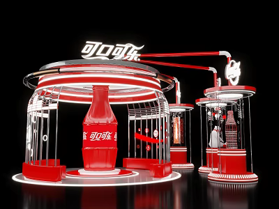 Coca Cola Red Display Booth With Bottle Shape And Illuminated Structure 3d model
