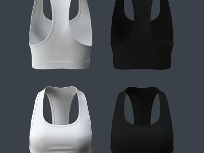 Comfortable White and Black Sleeveless Tank Tops with Casual Sporty Design for Women 3d model