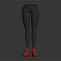 Gray Fitted Leggings With Red Sports Sneakers For Casual Wear