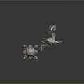 Sturdy Metal Hardware Tools With Column Structure Top Spheres And Electric Spark Effects