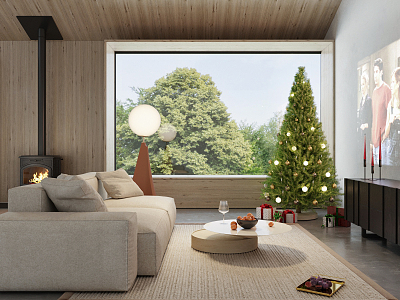 Modern Living Room Living Room Christmas 3d model