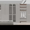 Modern Wardrobe Interior With Glass Doors Drawers Built in Lighting And Hanging Space