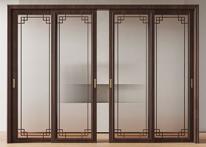 New Chinese style sliding door glass door 3d model