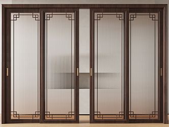 New Chinese style sliding door glass door 3d model