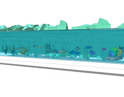 Underwater Aquarium Scene With Colorful Fish Aquatic Plants And Rock Decorations 3d model