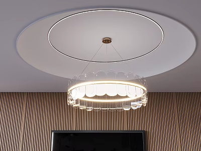 Round luminous light film ceiling soft film ceiling crystal chandelier 3d model