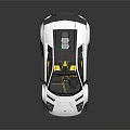 White High Performance Supercar With Black Roof Rear Spoiler And Yellow Interior Seats