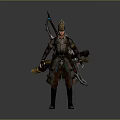 Armor Clad Warrior Character With Beast Creature Companion And Weapons 3d model