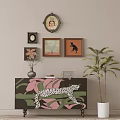 Mid-ancient style decorative cabinet ornaments combination 3d model