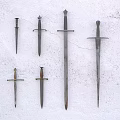 Antique Swords Collection With Various Sizes And Styles Arranged On White Wall