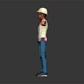Construction Worker Character With White Hard Hat Pink Gloves And Outstretched Arms