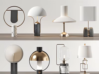 Modern Table Lamps With Various Designs Metal Marble Bases And Stylish Shades 3d model