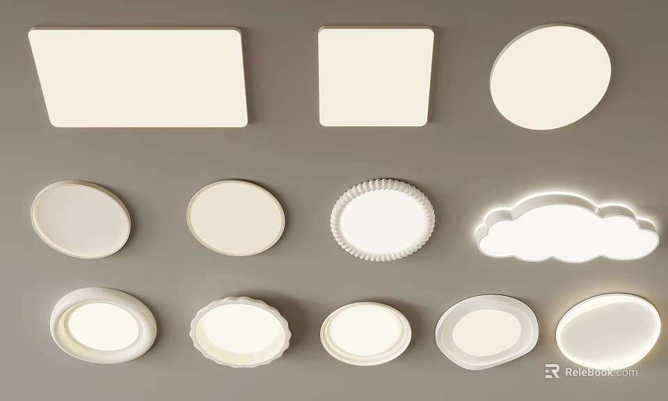 Variety Of Ceiling Lights In Different Shapes 3d model