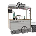Homemade Ice Cream Cart With White Canopy Wooden Menu Board And Decorative Wheels