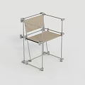 Modern Minimalist Single Chair With Silver Metal Frame And Light Colored Seat