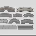Various Landscape Bridge Models With Diverse Designs Railings And Structural Styles 3d model