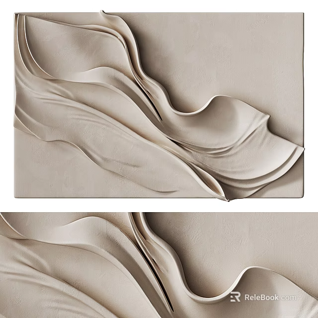 Modern Beige Wall With Elegant Wavy Textured Design And Smooth Surface 3d model 