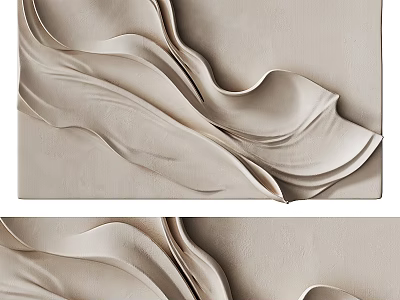 Modern Beige Wall With Elegant Wavy Textured Design And Smooth Surface 3d model