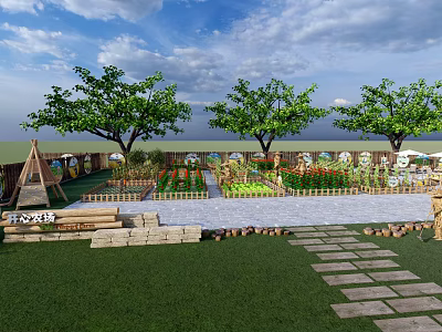 Modern Farm Happy Farm Sub Farm Share Farm Vegetable Garden Country Fence Tomato Tree 3d model