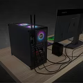 Gaming PC Setup With RGB Lighting Transparent Case Backlit Keyboard Monitor Speakers And Mouse Pad