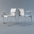 Modern White Office Chair with Metal Frame Armrests and Side Table Design