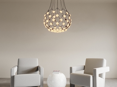 Sofa Coffee Table Combination Chandelier White Coffee Table Leisure Sofa Art Lamp Model Lamp 3d model