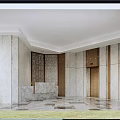Hong Kong-style residential building first floor entrance hall 3d model