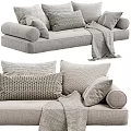 Comfy Modern Sofa Bench With Plush Pillows And Woven Blanket In Living Space