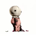 Decorative Ornament Set With White Head Stitched Details Black Eyes Pink Outfit And Leaf Accents