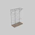 Outdoor Kids Playground Equipment With Climbing Net Ladder Hanging Rings And Wooden Platform