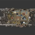 Ruined Historical Building Structure With Damaged Walls And Colorful Floor Patterns