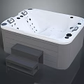Modern White and Gray Jacuzzi with Steps Multiple Jets and Control Buttons Design 3d model