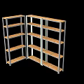 Two Multi Tier Shelving Units With Metal Frame And Wooden Shelves