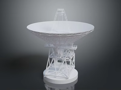 Large White Parabolic Radio Telescope Dish With Metal Support Structure Framework 3d model