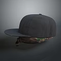 Stylish Gray Hat With Camouflage Rear Strap And Solid Brim Detail 3d model