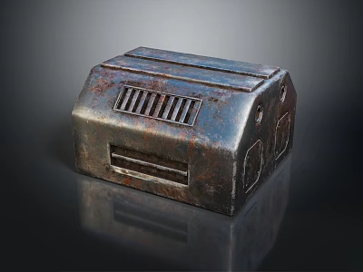 Rusty Metal Industrial Equipment With Ventilation Grilles And Panel Structure 3d model
