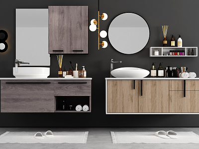 Modern sink bathroom cabinet decoration combination model