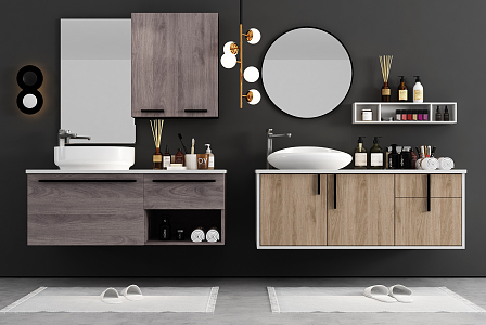 Modern sink bathroom cabinet decoration combination 3d model