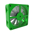Cooling Fan Design With Green Housing And Rotating Gray Blades