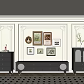 Classic Black TV Stand With Drawers Decorative Frames And Wall Panels