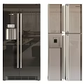 Modern Side by Side French Door Refrigerators With Water Dispenser Digital Display Black Silver Design