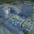 Modern Industrial Factory Building With Multi Storey Green Roof And Surrounding Landscape