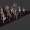 Various Styled 3D Characters Standing Together In Group Scene With Diverse Outfits