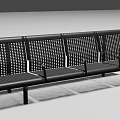 Modern Black Public Bench With Four Seats Perforated Design And Yellow Armrests