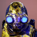 Detailed Yellow And Blue Sci Fi Armor Game And Movie Character Design