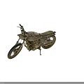 Vintage Motorcycle Weathered Appearance Round Headlight Brown Handlebars Leather Seat Rugged Tires