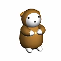 Brown White Round Bear Stuffed Toy With Cute Face And Soft Paws