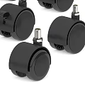 Different Types Of Black Casters With Mounting Plates And Wheel Designs
